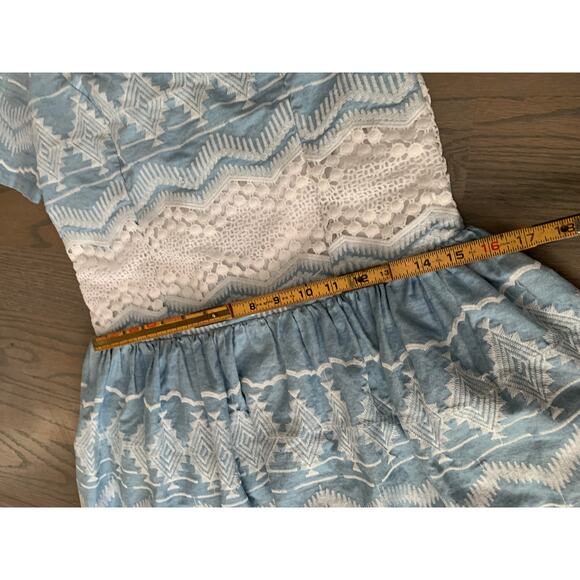 Blue-White Midi Dress, Fit and Flare, Westbem, Short Sleeve, ~ 220713-MEL 10 - Picture 8 of 10